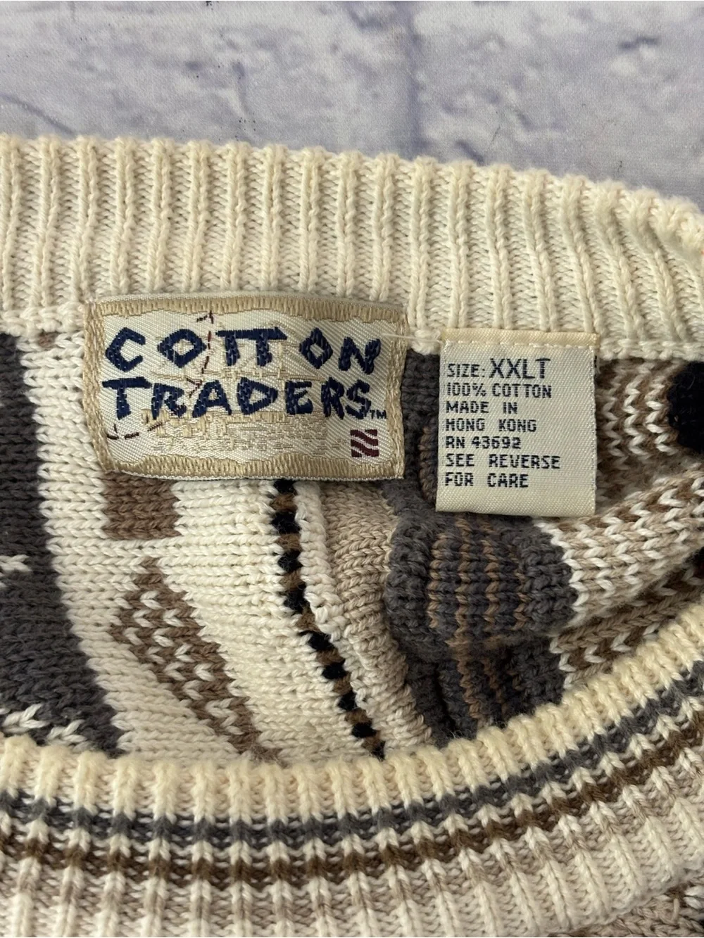 Vintage Cotton Traders Coogi Style 3D Knit Multicolor Sweater XXLT